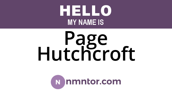 Page Hutchcroft
