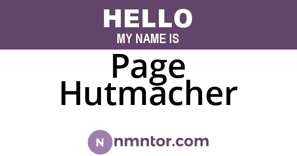 Page Hutmacher
