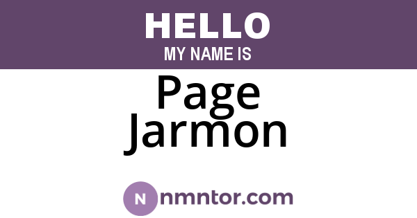 Page Jarmon
