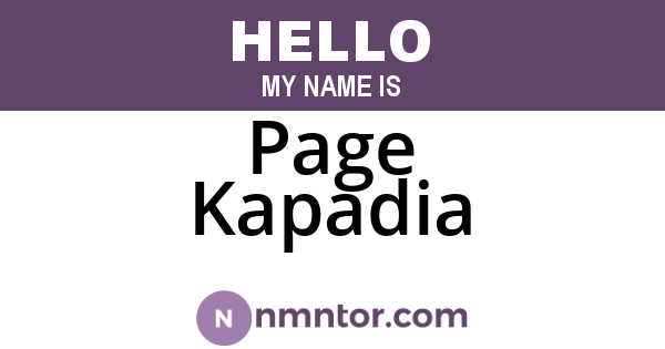 Page Kapadia