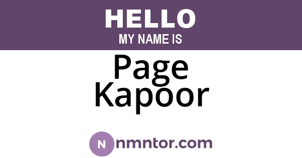 Page Kapoor