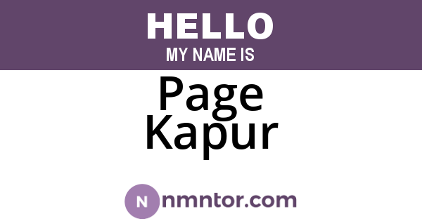 Page Kapur