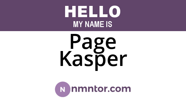 Page Kasper