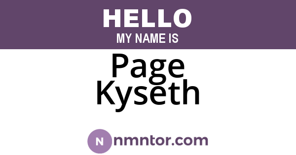 Page Kyseth