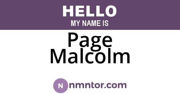 Page Malcolm
