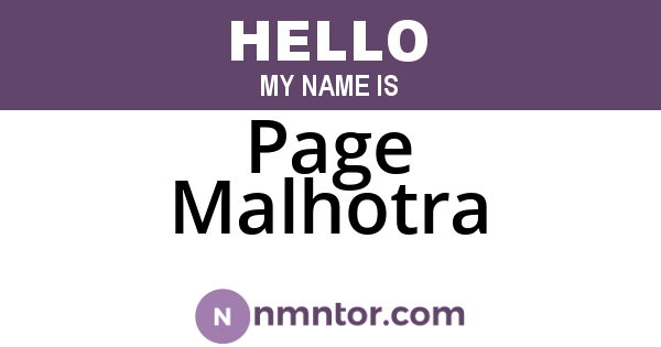 Page Malhotra
