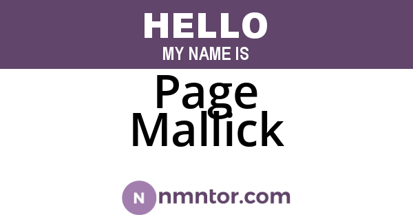 Page Mallick
