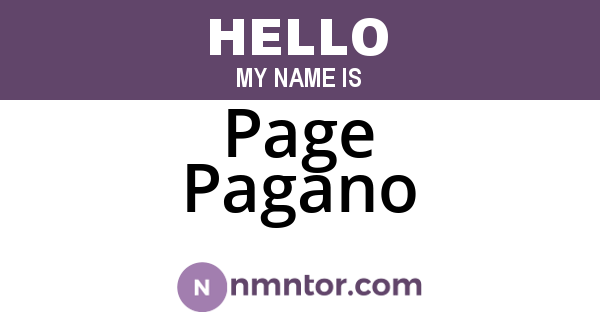 Page Pagano