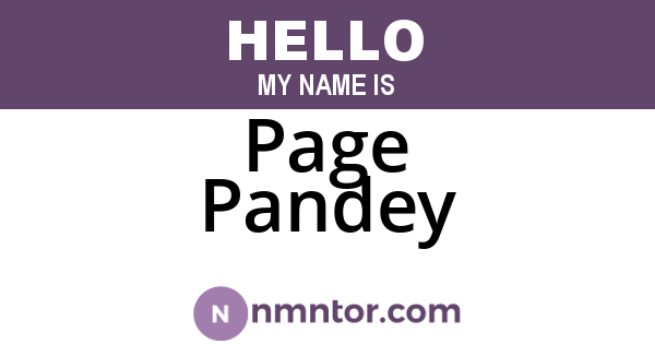 Page Pandey