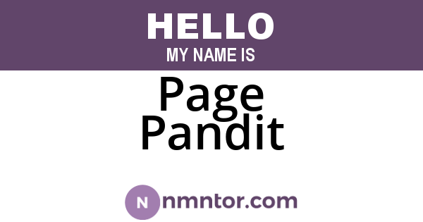 Page Pandit