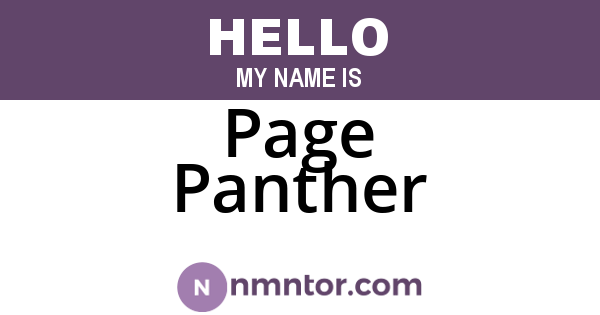 Page Panther