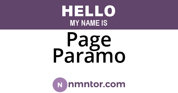 Page Paramo