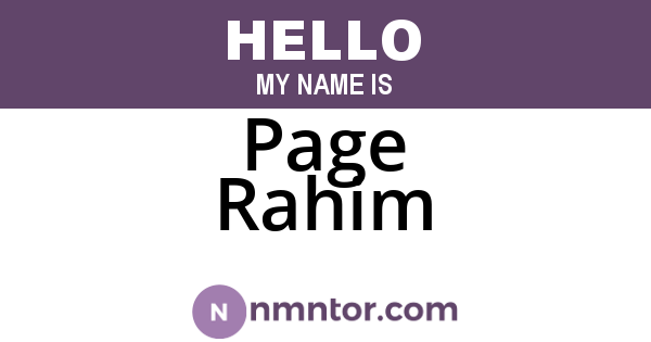 Page Rahim