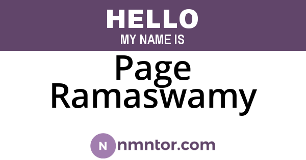 Page Ramaswamy