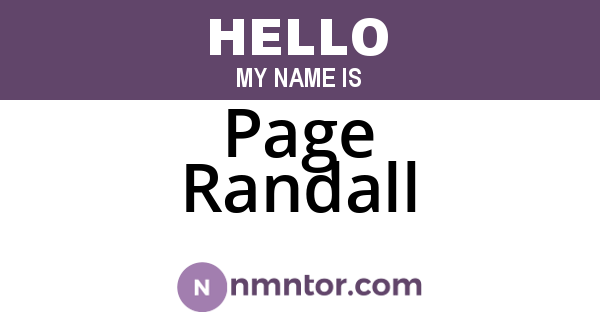 Page Randall
