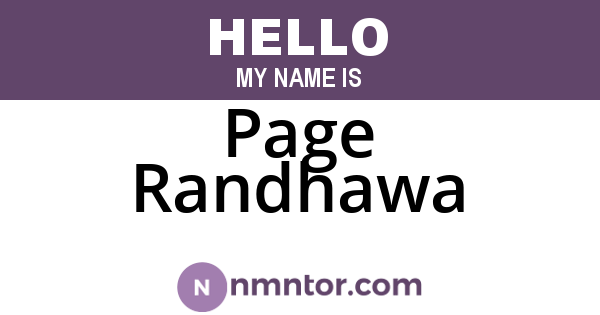 Page Randhawa