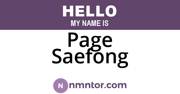 Page Saefong
