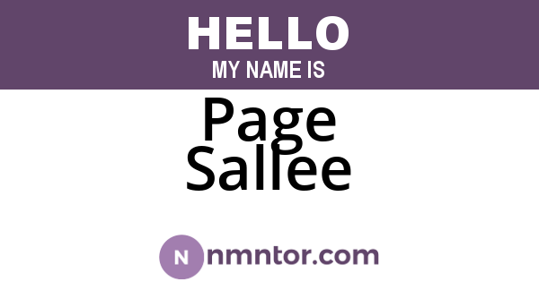 Page Sallee