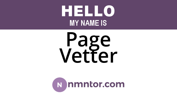 Page Vetter
