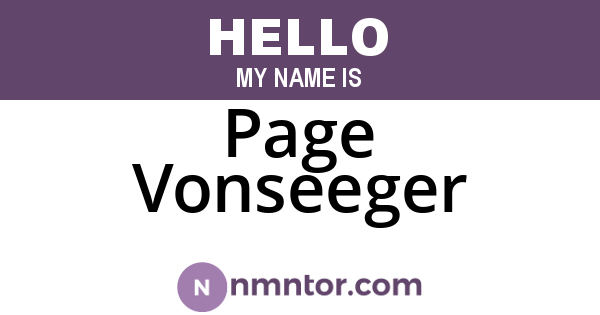 Page Vonseeger