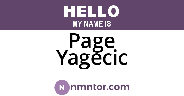 Page Yagecic
