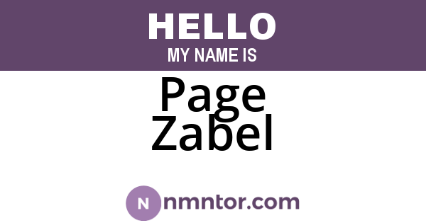 Page Zabel