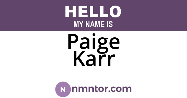 Paige Karr