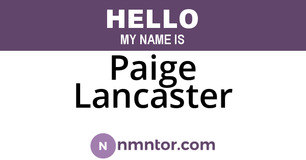 Paige Lancaster