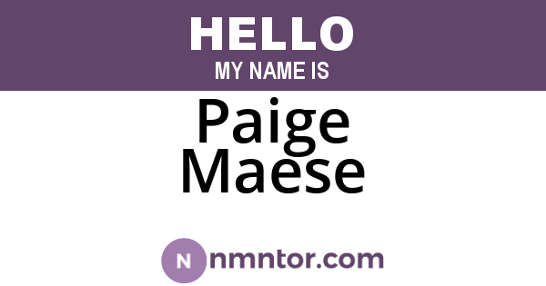 Paige Maese