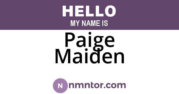 Paige Maiden
