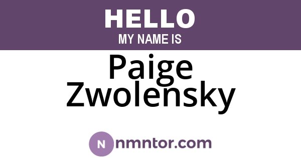 Paige Zwolensky