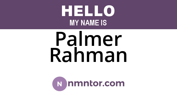 Palmer Rahman
