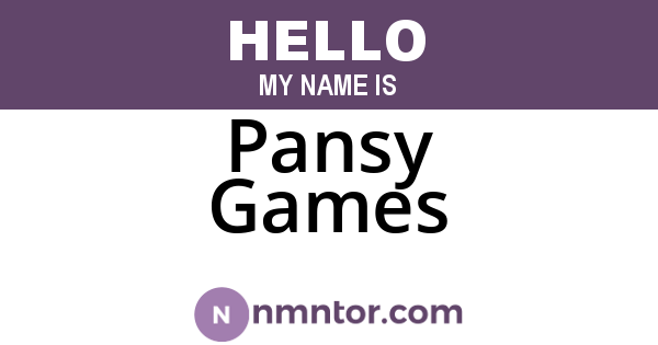 Pansy Games