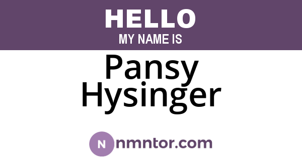 Pansy Hysinger
