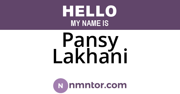 Pansy Lakhani