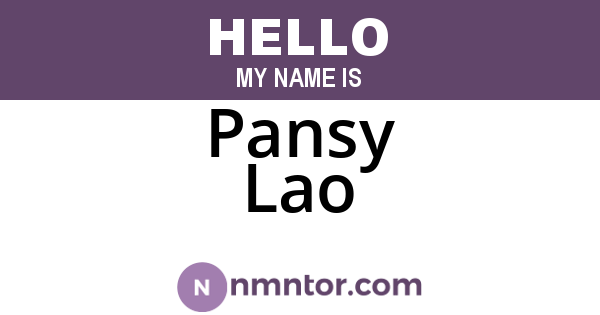 Pansy Lao
