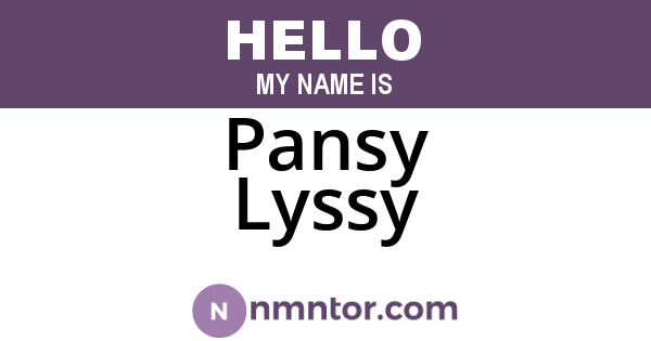 Pansy Lyssy