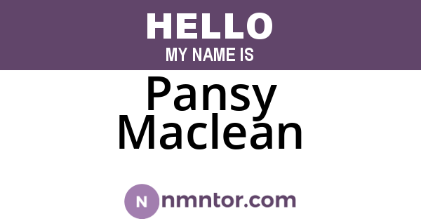 Pansy Maclean