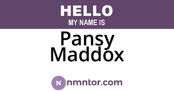 Pansy Maddox