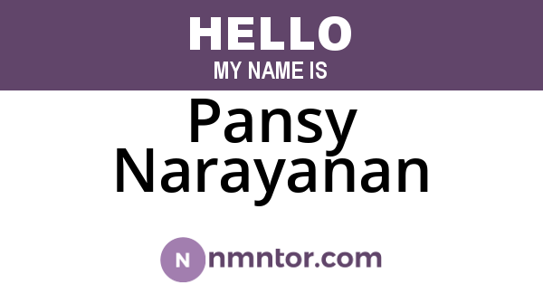 Pansy Narayanan