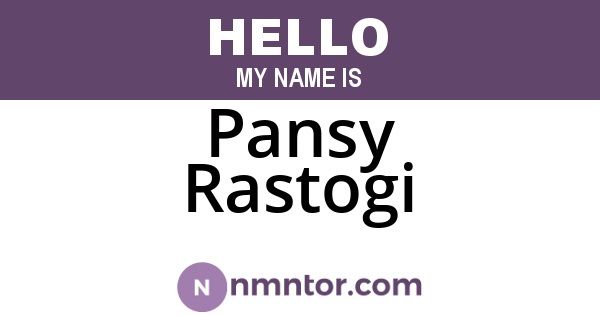 Pansy Rastogi