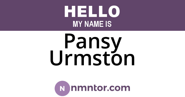Pansy Urmston