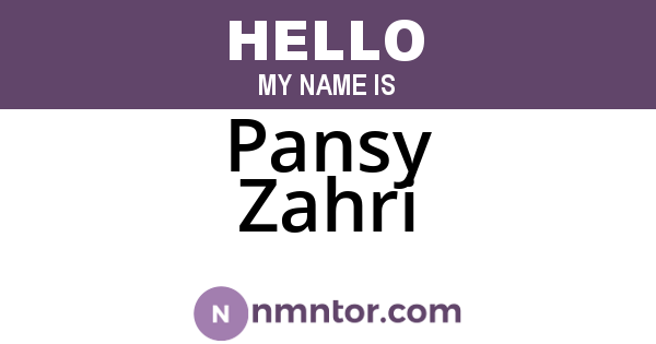 Pansy Zahri