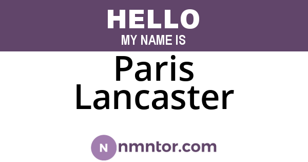 Paris Lancaster