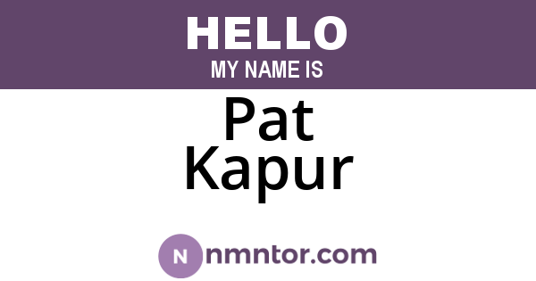 Pat Kapur