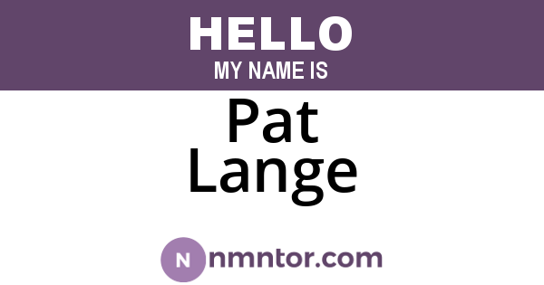 Pat Lange