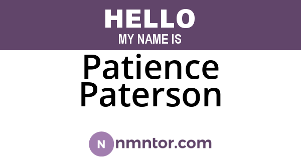 Patience Paterson