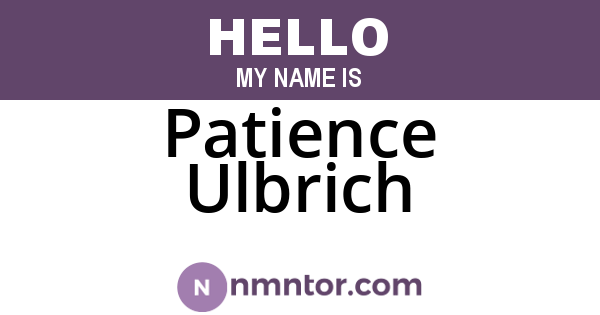 Patience Ulbrich