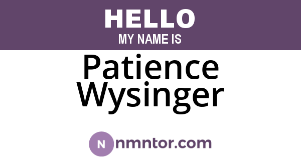 Patience Wysinger