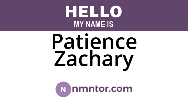 Patience Zachary